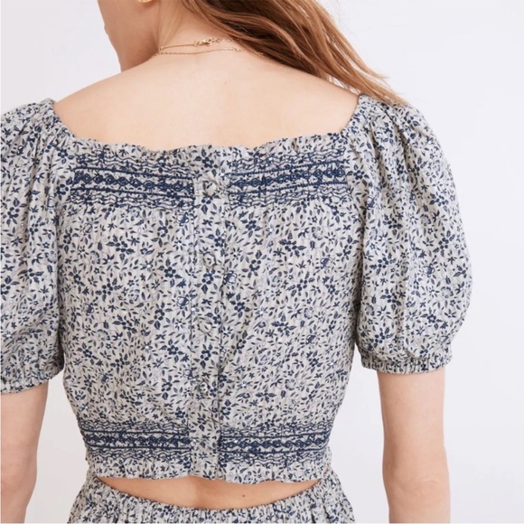 Madewell Jeanette Crop Top Florentine Floral Blue Size Large NWT Boho - Picture 4 of 15